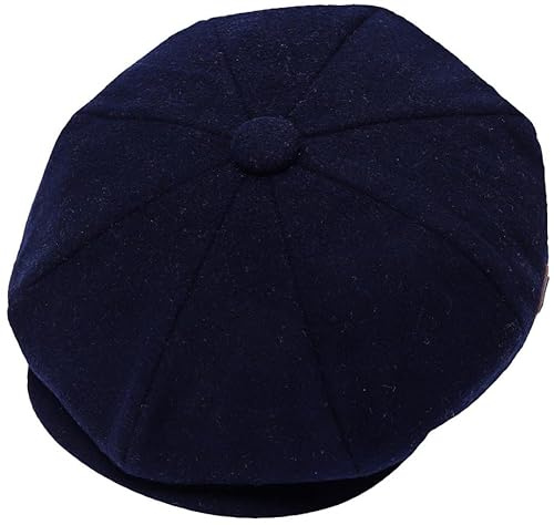 ZRWASKA® Mens Peaky Blinders Cap 8 Panel Wool Flat Caps for Men UK – Gatsby Tweed Newsboy Cap for Men Style 1920s Baker Boy Hat Flat Cap Women Plain Navy, Size XL