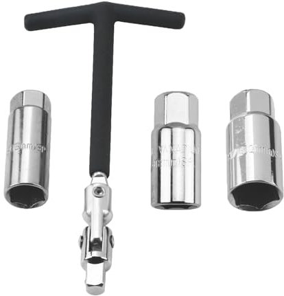 YOUNLEN Jeu de 5 clés à Bougie d'allumage 16/18/21 mm, clé à Bougie Universelle pour Voiture et Moto, Clé à Douille à Poignée en T, Douilles pour Bougie d'Allumage, Jeu de clés à Bougie d'allumage