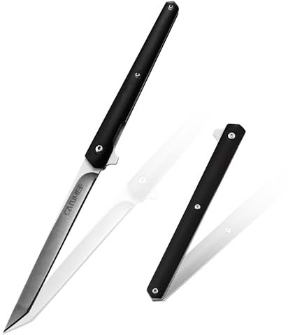 Klappmesser Slim Outdoor Taschenmesser Messer Gentleman Multifunktionale EDC Messer, D2 Edelstahl Klinge mit Lederscheide für Outdoor Camping