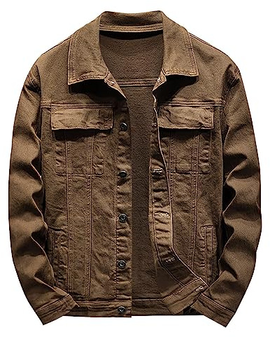Jeansjacka för män med ståkrage, jacka för män slim fit denim, övergångsjacka elastisk fritidsjacka komfort passform utomhusjacka enfärgad cargojacka med många fickor hybridjacka