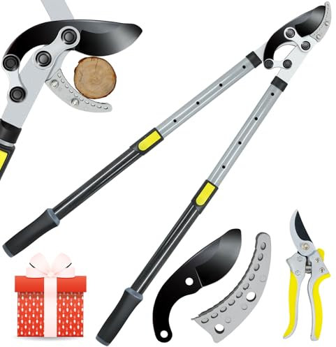 Jardineer Telescopic Loppers for Gardening Heavy Duty, 3PCS Garden Shears Set Include Extentable Tree Lopper (70-98CM), Pruner and SK-5 Steel Blade
