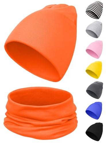 Kiiwah Set Sciarpa e Cappello Bambina, Morbido Berretto Bambina Invernale e Scaldacollo Caldo per Ragazzo Ragazza (Arancione)
