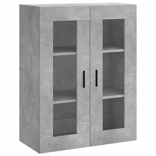 Annlera Armoire murale en bois - Armoire de cuisine - Armoire de rangement - Armoire d'appoint polyvalente - Design élégant - Gris béton - 69,5 x 34 x 90 cm