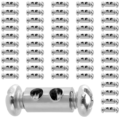 NGOSUET 100 morsetti per funi metalliche, 10 x 5,9 mm, morsetto per fune metallica duplex, foro passante da 3 mm, morsetti a doppia estremità in acciaio e rame, per funi e cavi con diametro di 1-3 mm
