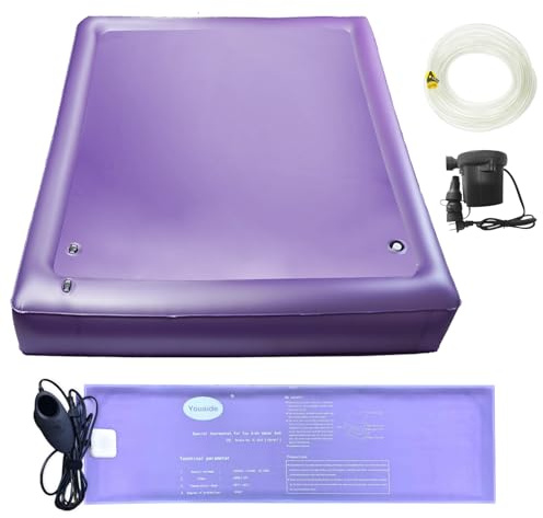 Freeflow Full Wave Water Mattress, Ergonomic Design, Durable PVC Water Bed with Water Bed Heater, Water Pipe and Electric Air Pump, Frameless