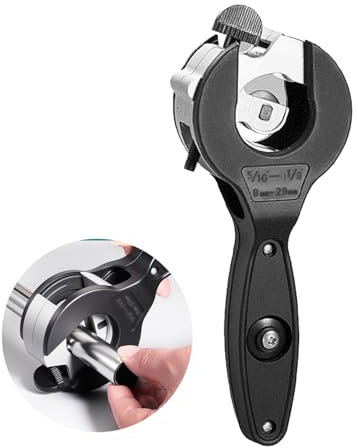 Ratcheting Tubing Cutter Tool for 8-29 MM Tube Copper Plastic Conduit Ratchet Pipe Cutters Metal 2025 New 2 in 1 Close Quarters 5/16 to 11/8 Soft Metal Pipes PVC Pipe Cutter (with Spare Blade)