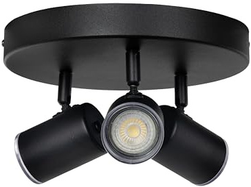 EGLO Consuma 1 Taklampa med 3 ljuskällor | rund takstrålkastare för vardagsrum och badrum, med spotlights, av svart stål, GU10-sockel, IP44