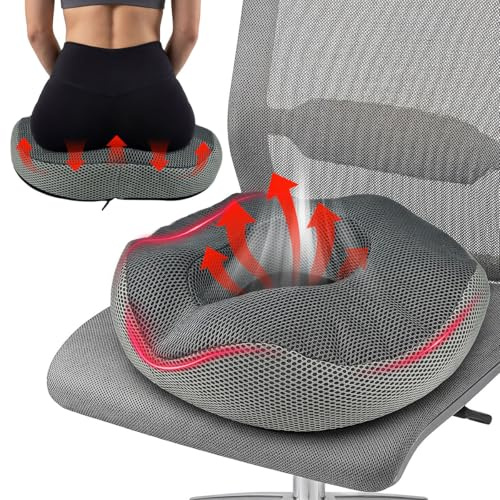 ZXBBTZ Cojín de asiento para hemorroides de espuma viscoelástica, anillo de asiento extraíble, cojín ortopédico ergonómico para hemorroides