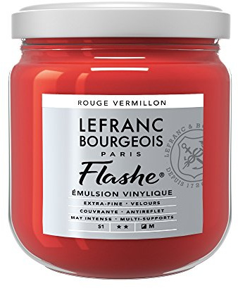 Lefranc Bourgeois 300645 Flashe akrylfärg och vinylfärg, högpigmenterad, elastisk, ljusäkta, åldringsbeständig, matt, för inomhus- och utomhusbruk, 400 ml kruka – tenntoppröd