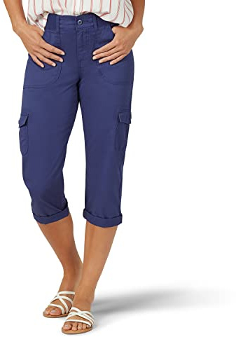 Lee Damen Cargo-Caprihose Austyn Strick-Taille mit Lockerer Passform Pantalones para Mujer, Azul (Ink Blue), 46