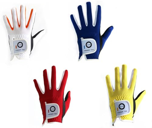 Golf Gloves Kids Left Hand Right All Weather Soft Rain Grip Value 2 Pack, Youth Golf Glove Boys Girls Microfieber Breathable Quick-Drying Fit Age 2-10 Years (Red-Worn on Left Hand, M(Age 5-6)