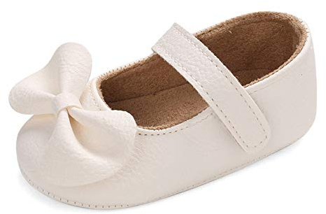 LACOFIA Bailarinas Princesas Bebé Niñas Zapatos Bowknot Bebé Primeros Pasos con Suela Suave Antideslizante Blanco 3-6 Meses