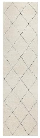 Wecon Home, Moderner Hochflor Teppich - Läufer im Berber Style für Wohnzimmer, Flur, Schlafzimmer Studio Two (80 x 300 cm, Creme beige)