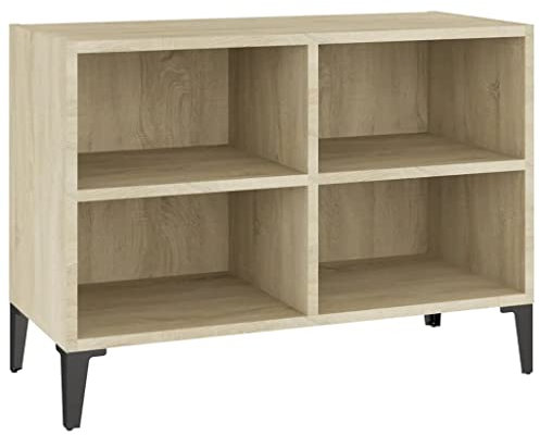 vidaXL Meuble TV avec Pieds en Métal Armoire Basse Centre de Divertissement Meuble Stéréo Salon Salle de Séjour Intérieur Chêne Sonoma 69,5x30x50 cm