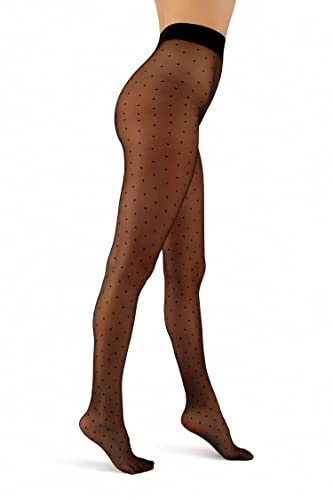 Aurellie Women's Patterned Sheer Tights Collection Dots Stars Mock Overknees (UK sizes 6-14)