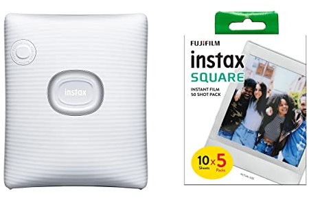 instax SQUARE Link smartphone printers & SQUARE instant Film 50 shot pack, white Border, suitable for all SQUARE cameras and printers