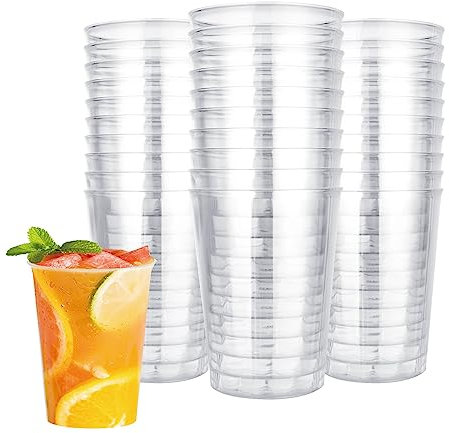 YOUNTHYE 120 Stück Plastikbecher 0,3l Stapelbare Spülmaschinenfeste Trinkbecher 300ml kunststoffbecher Transparente, Bruchsichere, Mehrweg Partybecher für Getränke, Party, Hochzeiten, Geburtstage