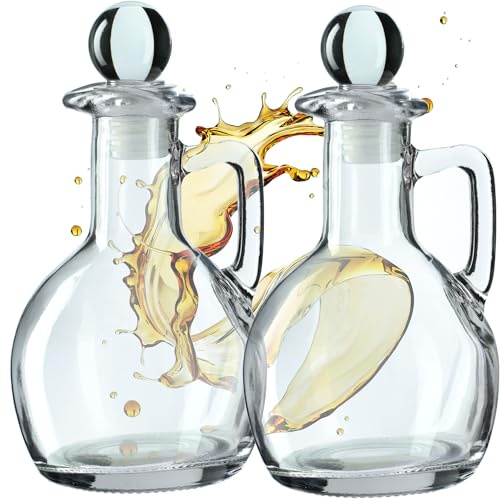 KADAX Lot de 2 carafes à Huile en Verre 100ml – Distributeur d'huile avec Bouchon pour épices, vinaigre & Condiments