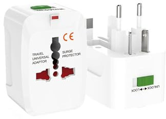 Generic Adattatore da viaggio universale, Tipo E, G, I, A o B, Bianco