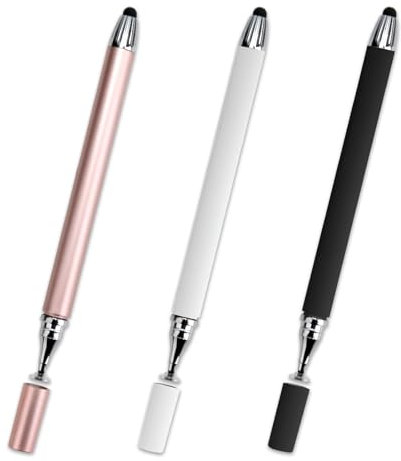 3 Pcs Lapiz para Tablet 2 in 1 Precisión Lápiz,Tableta Bolígrafo Táctil, Punta de Disco de Alta Sensibilidad, Tapa Magnética, para iPad/Mini/Air/iPhone/Microsoft Android y Otras Pantallas Táctiles