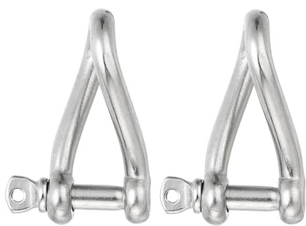 PATIKIL Manille Torsadée en Acier Inoxydable 316 5/32 4mm, 2 Pcs 198 Lbs Manilles à Vis de Charge pour Câbles Métalliques en Acier de Traction, Accessoires de Manutention Marine