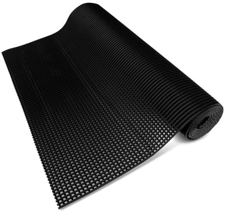 Floordirekt Poolmatte Untergrund Bodenschutzmatte Pool Unterlegmatte Outdoor Adria Fußmatte mit Drainagefunktion rutschfestes PVC für, Nasszonen & Arbeitsplätze Meterware (120 x 100 cm, Schwarz)