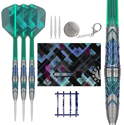 Target Japan Kaze Series Ceros 01 stålspetspilar med Kflex, 21G | 90 % volfram pilset, K-Flex-flygningar och skaft, Storm schweiziska spetsar – LNC-spets, stativ och förvaringsburk