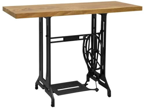 Brokky 285208 Tavolo Consolle Stile Macchina da Cucire 110x40x75 cm Tavolo da Console con Ripiani,Tavolino Vintage,Mobile Ausiliario in Legno,per Soggiorno,Ingresso,Corridoio