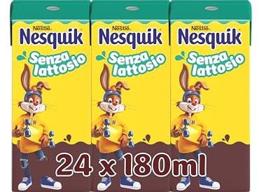 NESQUIK Pronto da Bere Senza Lattosio Latte e Cacao, 8 Confezioni da 3 Brick da 180ml (24 Brick 4,32L)