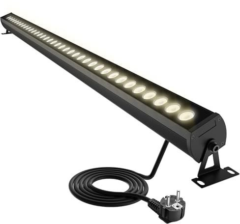 Yotivki Faretto LED per esterni, 4000 K, bianco neutro, IP65, impermeabile da 1 m, con supporto e spina a 360°, barra luminosa a LED super luminosa, per giardino, terrazzo, illuminazione tettoia