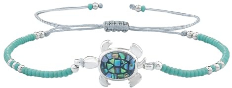 KELITCH Braccialetto Di Perline Di Conchiglia Di Abalone Bracciale Regolabile Con Ciondolo A Forma Di Tartaruga Bracciale Avvolgente Braccialetto Di Amicizia Gioielli