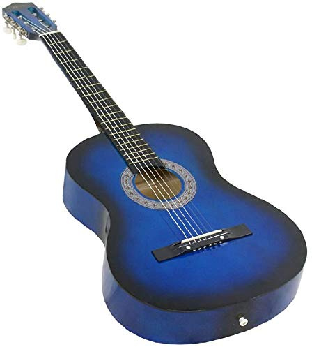 38 Inch Full Size Acoustic Guitar Cutaway Design Hardwood Finish & Steel Strings (Blue)