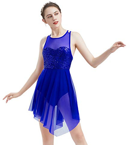 Robe de danse pour femme sans manches dos nu à paillettes Robe de ballet Tutu Jupe en tulle Ballet Justaucorps Salsa Ballerine Dancewear