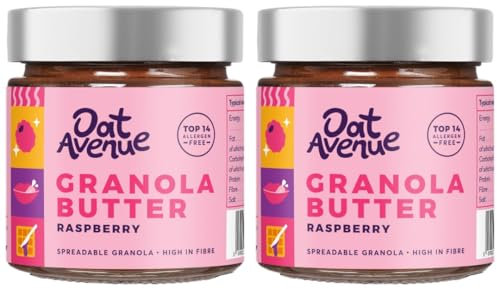 Oat Avenue Granola Butter - Vegan Spread & Protein Spread - Nut Free Peanut Butter Alternative - Gluten Free, Dairy Free, School Safe & Top 14 Allergen Free - Raspberry