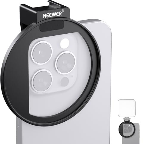 NEEWER Clip de Filtro de Lente roscado de 67 mm con Soporte de Zapata fría, Perilla de Bloqueo, Apertura de 13 mm Compatible con iPhone 15 Pro MAX 15 Plus 14 13 Samsung Galaxy S22 S23 Ultra, LA006