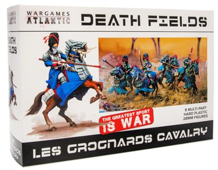 Wargames Atlantic Death Fields - Les Grognards Cavalry (9 figurer) hård plast i flera delar (High Impact POLYSTYRENE) 28 mm figur - tillverkad i USA, grå