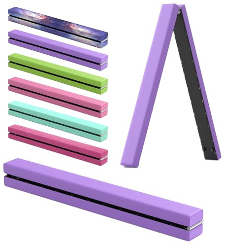 LeLeght Barra de equilibrio de cuero para gimnasia, barra de gimnasia morada, 2,1 m, gamuza sintética, plegable, equipo de gimnasia para gimnasio en casa, entrenamiento, ejercicio, deportes,