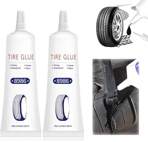Wonjean Reifenkleber 120ml Reifenreparaturset Gummikleber,Felgen Reparaturset,Autoreifen Reparaturset Reifendichtmittel Gummi Reparatur für Auto/Motorrad/Fahrrad Repariert Schnell Reifenrisse Löcher