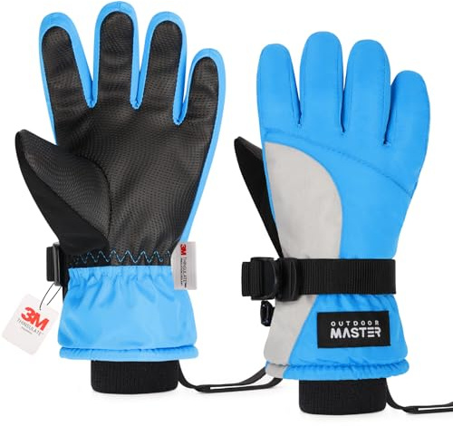 OutdoorMaster Gants de ski et de neige pour enfants, gants d'hiver coupe-vent imperméables thermiques pour enfants, unisexe, garçons et filles, sports d'hiver, ski, snowboard