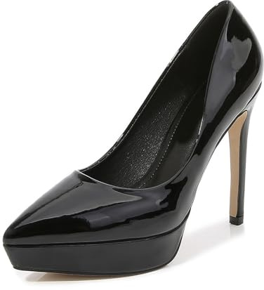 Scarpe col Tacco Alto da Donna. Décolleté con Plateau e Punta a Punta. Scarpe con Tacco a Spillo da 12 cm/4,72 Pollici. Scarpe Eleganti da Ufficio Eleganti e Formali,Nero,38 EU