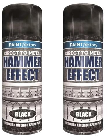 PEBBLE HUG Black Hammer Effect Spray, Rust Resistant, Long-Lasting Protective, Ideal For Indoor And Outdoor Use, Enhancing Furniture, Tools, Gates, Railings, 400ml, (2 Pcs)