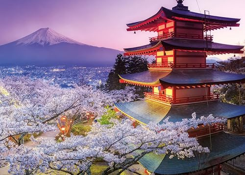Jigsaw Puzzles for Adults 1000 Piece Mount Fuji Cherry Blossoms 27.56 x 19.69 Inch Educational Game Challenge