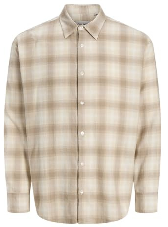 JACK & JONES Jcocover Checked Flannel Shirt L, Raggio di Luna, M