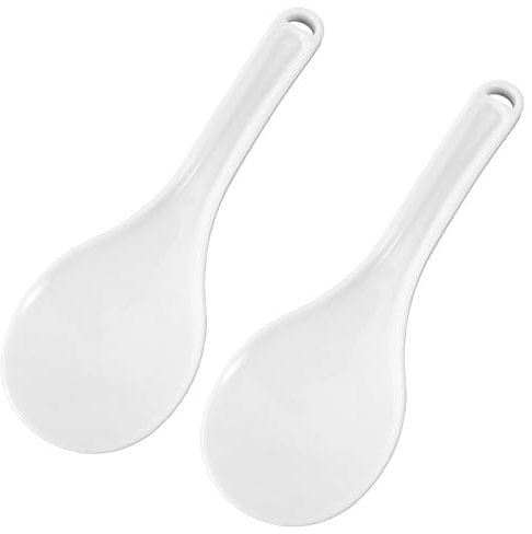 Mabor 2 cucchiai da portata per riso in plastica antiaderente, paletta bianca per riso, spatola da cucina da 19 cm, per utensili da cucina e ristorante