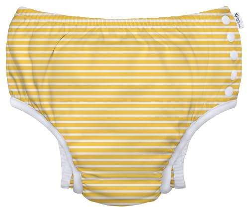 green sprouts Baby Toddler Eco Snap Swim Diaper - Yellow Stripes - 18mo