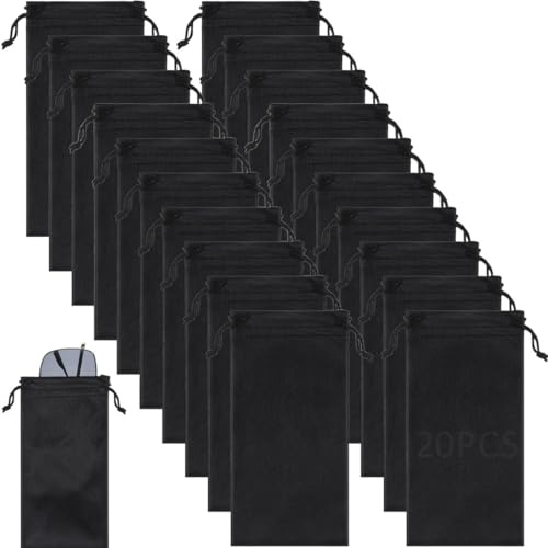 COYUN 20 Pcs Astuccio Sacchetto per Occhiali, Sacchetti per Occhiali, Custodia Occhiali Morbida, Custodia Morbida per Occhiali da Sole Portatile, Borsa Porta Occhiali per Protezione e Conservazione