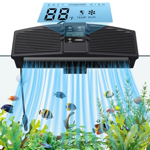 PAIZOO - Ventola di Raffreddamento per Acquario, Ventilatore di Raffreddamento per Acquario con sonda di Temperatura e Display LCD, refrigeratore d'Acqua per Acquario, Accessori per Pesci Axolotl