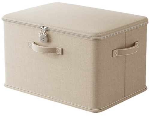 Generico Scatola di archiviazione bloccabile | Scatola di archiviazione pieghevole sicura | Box con lucchetto integrato e scheda PP | 38x26x26cm non resistente alla stanza resistente ai tessuti