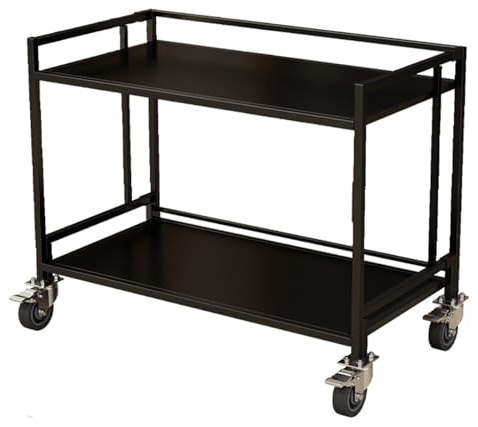 Carrito plegable con ruedas, carrito utilitario de 2 niveles para venta callejera, almacenamiento del hogar y decoración de fiestas, estante de metal