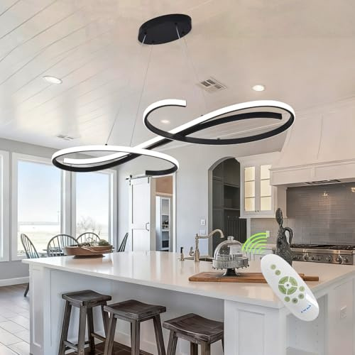 Guang Shuo Lampada a Sospensione a LED per tavolo da pranzo, Dimmerabile, Moderna Lampada a Sospensione a LED con Telecomando, 3000K-6500K, Temperatura di colore 10%-100% 